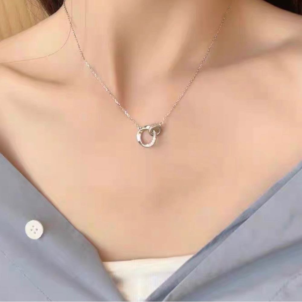 S999 Fine Silver Karma Circle Love Necklace - Color Silver